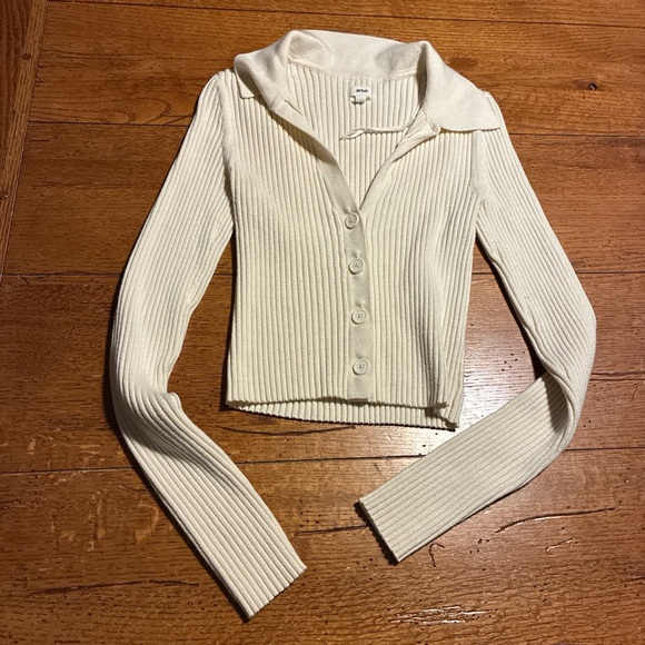 aerie Tops - Cream Ribbed Button-Up shirt